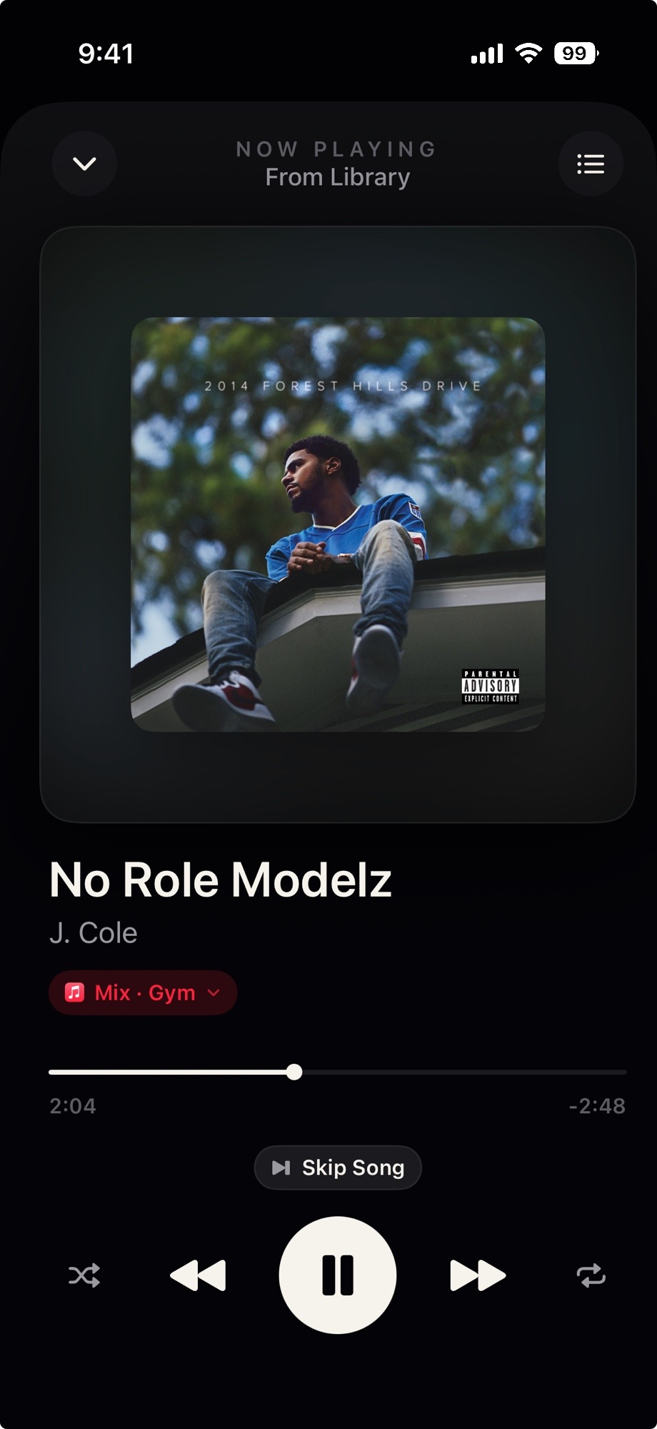 An Apple Music song playing between reels in the Reelign player